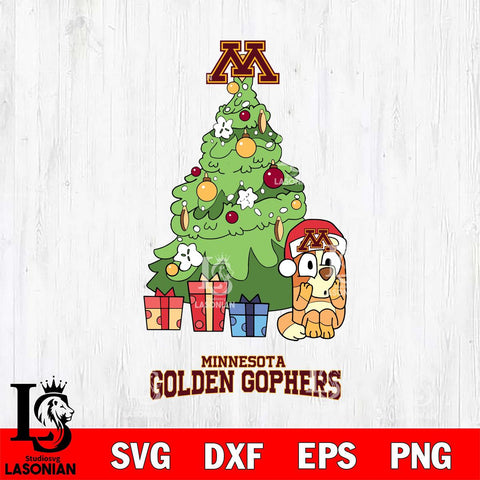 Minnesota Golden Gophers Bluey Chilli Christmas Tree Svg Eps Dxf Png File, Digital Download