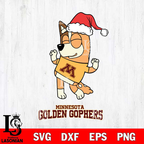 Minnesota Golden Gophers Bluey Chilli Happy Christmas Svg Eps Dxf Png File, Digital Download