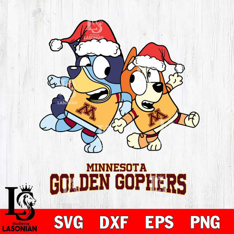 Minnesota Golden Gophers Bluey Christmas Holiday Svg Eps Dxf Png File, Digital Download