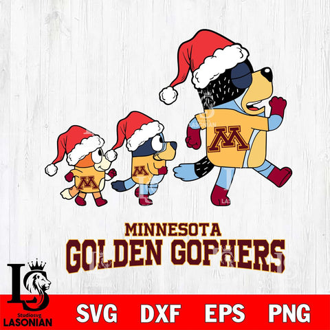 Minnesota Golden Gophers Bluey Family Christmas Svg Eps Dxf Png File, Digital Download