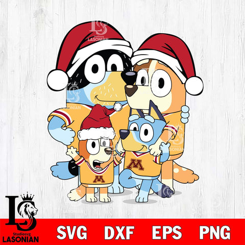 Minnesota Golden Gophers Bluey Family Christmas Svg Eps Dxf Png File, Digital Download, Instant Download