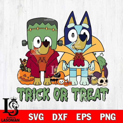 Minnesota Golden Gophers Bluey Halloween Trick or Treat Svg Eps Dxf Png File, Digital Download, Instant Download