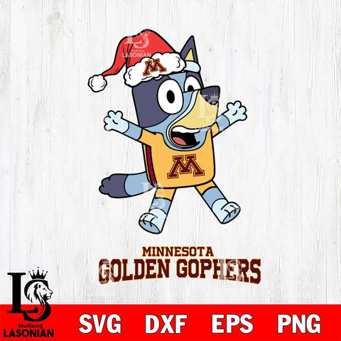 Minnesota Golden Gophers Bluey Happy Christmas Svg Eps Dxf Png File, Digital Download