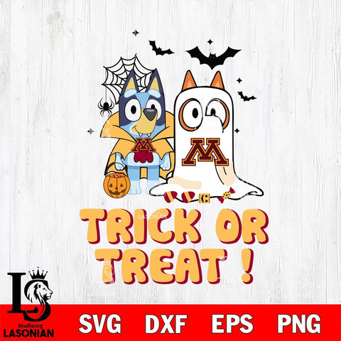 Minnesota Golden Gophers Bluey Trick or Treat Halloween Svg Eps Dxf Png File, Digital Download, Instant Download