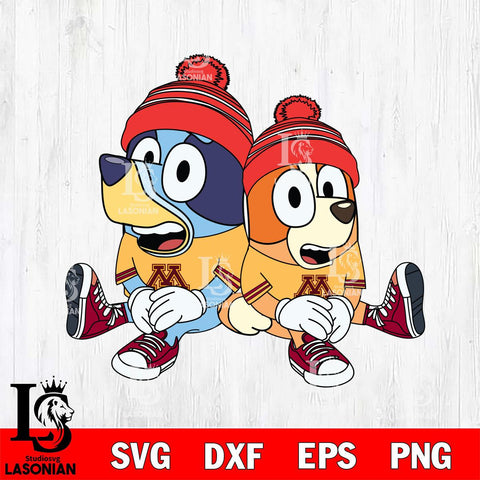 Minnesota Golden Gophers Bluey & Bingo Christmas Svg Eps Dxf Png File, Digital Download, Instant Download