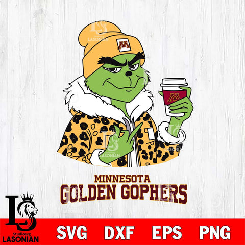 Minnesota Golden Gophers Boujee Grinch Leopard Christmas Cut Files Cricut, Svg Dxf Eps Png file, Digital download , Silhouette