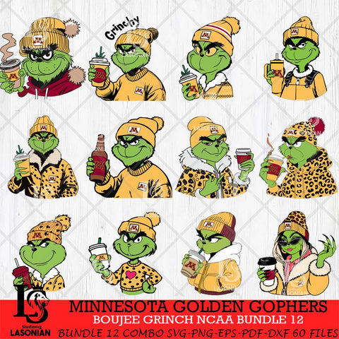 Minnesota Golden Gophers Boujee Grinch NCAA Bundle 12 SVG Eps Dxf Png File, Digital Download, Instant Download