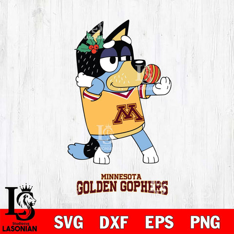 Minnesota Golden Gophers Christmas Bluey Bandit Heeler Cut Files,Bluey Cricut,Christmas Svg , Bluey svg , Digital Download, dxf eps png pdf file