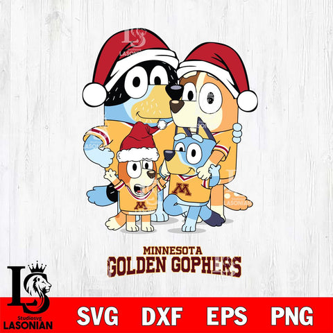 Minnesota Golden Gophers Christmas Bluey Family Sport Cut Files,Bluey Cricut,Christmas Svg , Bluey svg , Digital Download, dxf eps png pdf file