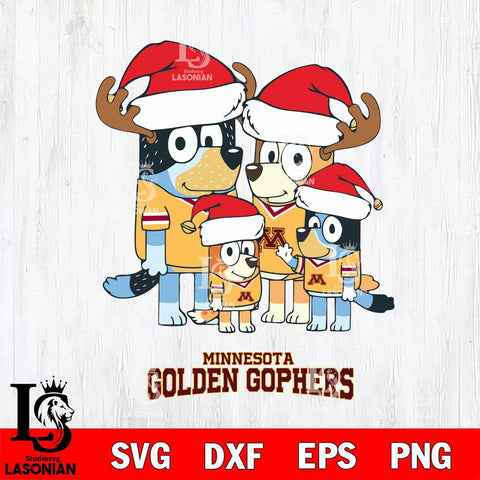 Minnesota Golden Gophers Christmas Bluey Santa Family Cut Files,Bluey Cricut,Christmas Svg , Bluey svg , Digital Download, dxf eps png pdf file