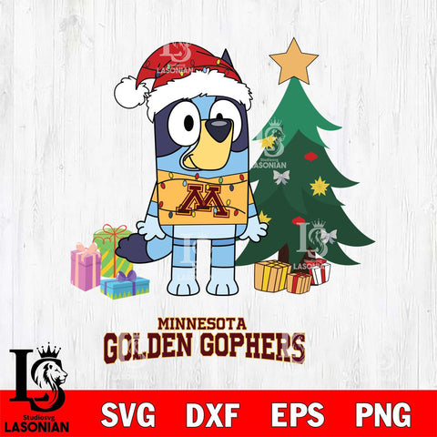 Minnesota Golden Gophers Christmas Bluey Tree Sport Cut Files,Bluey Cricut,Christmas Svg , Bluey svg , Digital Download, dxf eps png pdf file
