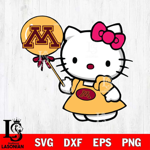 Minnesota Golden Gophers Cute Hello Kitty 2 Svg Eps Dxf Png File, Digital Download, Instant Download