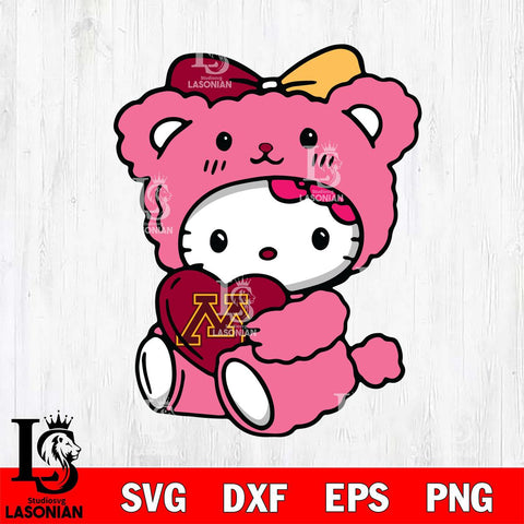 Minnesota Golden Gophers Cute Hello Kitty 3 Svg Eps Dxf Png File, Digital Download, Instant Download