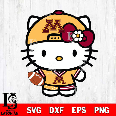 Minnesota Golden Gophers Cute Hello Kitty Football 10 Svg Eps Dxf Png File, NCAA svg, Digital Download, Instant Download