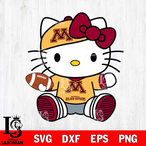 Minnesota Golden Gophers Cute Hello Kitty Football 11 Svg Eps Dxf Png File, NCAA svg, Digital Download, Instant Download