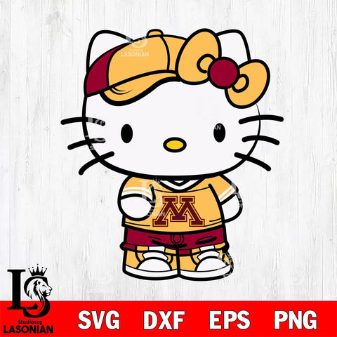 Minnesota Golden Gophers Cute Hello Kitty Football 2 Svg Eps Dxf Png File, NCAA svg, Digital Download, Instant Download