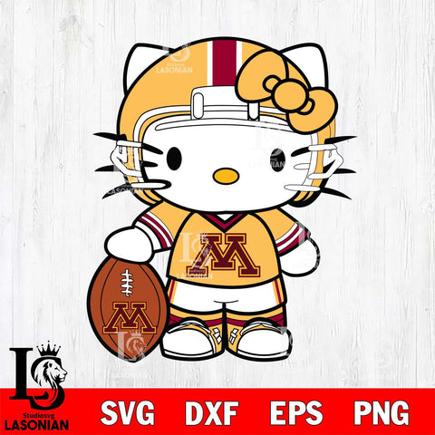 Minnesota Golden Gophers Cute Hello Kitty Football 3 Svg Eps Dxf Png File, NCAA svg, Digital Download, Instant Download