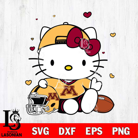 Minnesota Golden Gophers Cute Hello Kitty Football Svg Eps Dxf Png File, NCAA svg, Digital Download, Instant Download