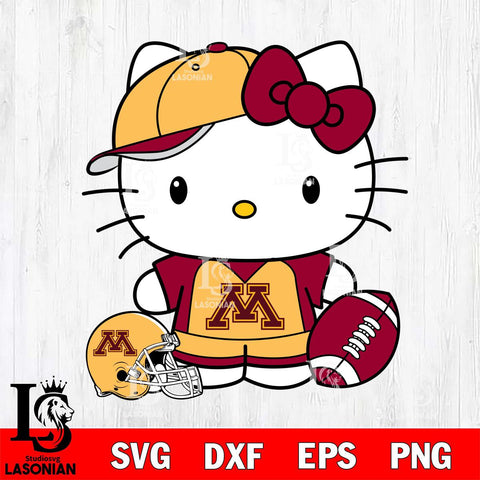 Minnesota Golden Gophers Cute Hello Kitty Football 4 Svg Eps Dxf Png File, NCAA svg, Digital Download, Instant Download