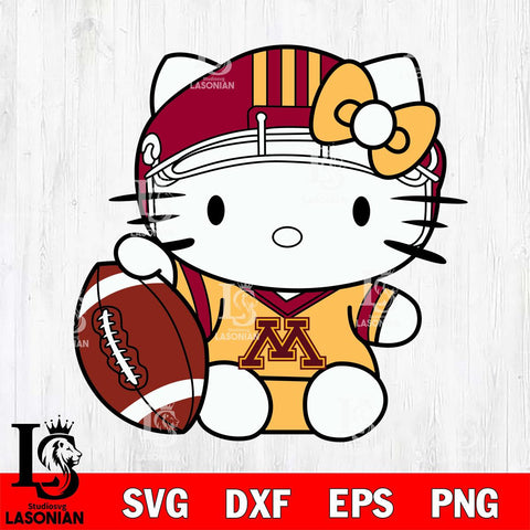 Minnesota Golden Gophers Cute Hello Kitty Football 5 Svg Eps Dxf Png File, NCAA svg, Digital Download, Instant Download