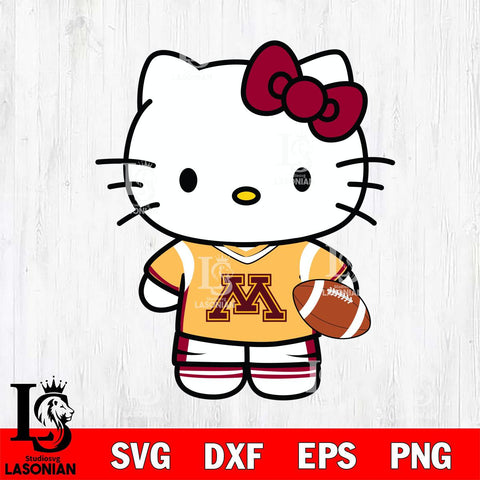 Minnesota Golden Gophers Cute Hello Kitty Football 8 Svg Eps Dxf Png File, NCAA svg, Digital Download, Instant Download