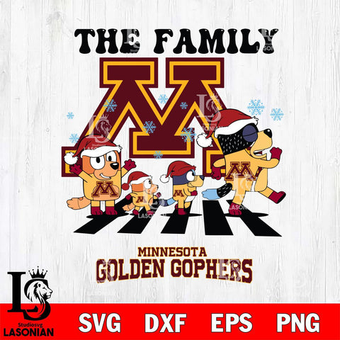 Minnesota Golden Gophers Family Bluey Christmas Svg Eps Dxf Png File, Digital Download