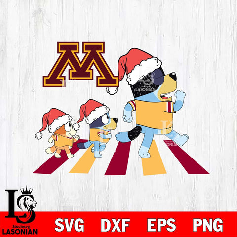 Minnesota Golden Gophers Family Bluey Walking Christmas Svg Eps Dxf Png File, Digital Download, Instant Download