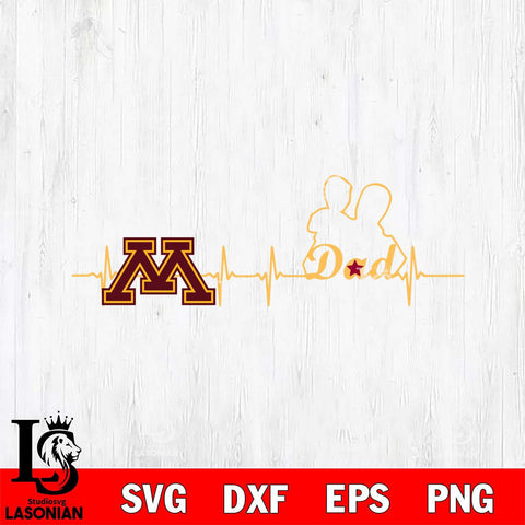Minnesota Golden Gophers Father Heart Beat Svg Eps Dxf Png File, Digital Download, Instant Download