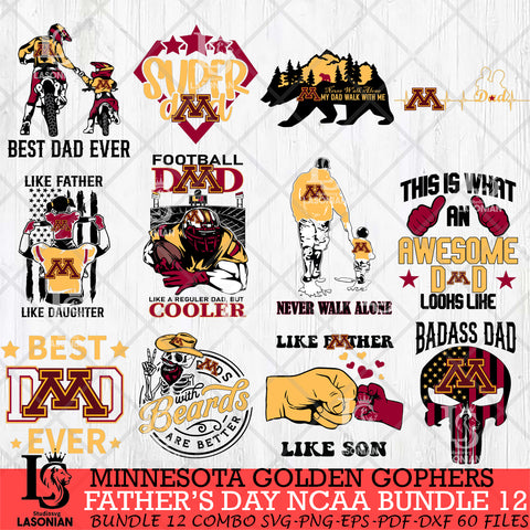 Minnesota Golden Gophers Fathers Day NCAA Bundle 12 Svg Eps Dxf Png File, Digital Download, Instant Download