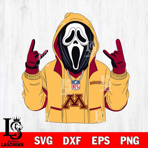 Minnesota Golden Gophers Ghostface Scream Football Halloween Svg Eps Dxf Png File, NCAA svg, Digital Download, Instant Download