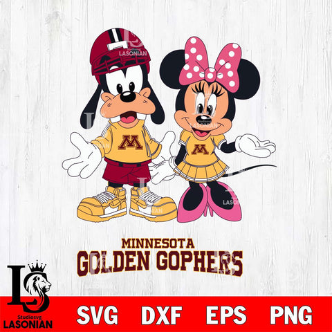 Minnesota Golden Gophers Goofy and Minnie mouse Football SVG DXF EPS PNG FILE,NCAA svg ,Football Digital Download,Instant Download, Silhouette