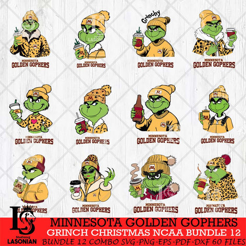 Minnesota Golden Gophers Grinch Christmas NCAA Bundle 12 Svg Eps Dxf Png File,Cricut files, Digital Download, Instant Download