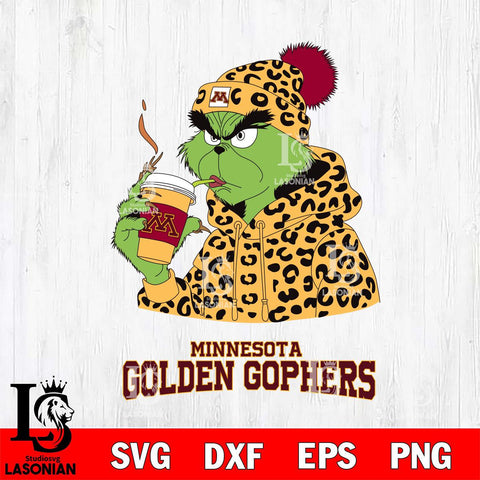 Minnesota Golden Gophers Grinch Leopard Christmas Cut Files Cricut, Svg Dxf Eps Png file, Digital download , Silhouette