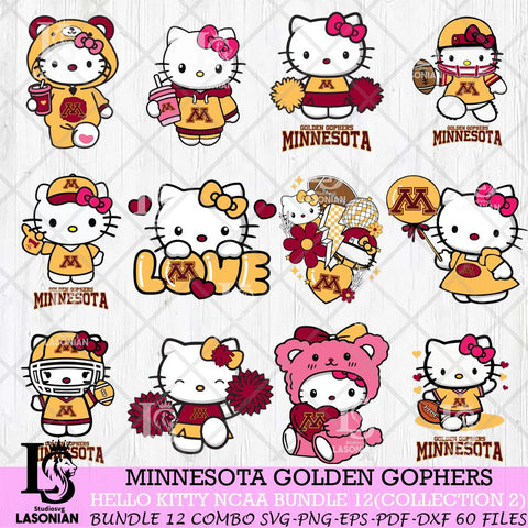 Minnesota Golden Gophers Hello Kitty Bundle 12 SVG Svg Eps Dxf Png File, Digital Download, Instant Download