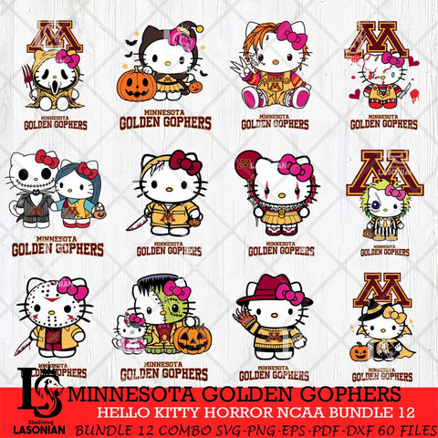 Minnesota Golden Gophers Hello Kitty Horror NCAA Bundle 12 SVG Svg Eps Dxf Png File, Digital Download