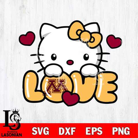 Minnesota Golden Gophers Hello Kitty Love Svg Eps Dxf Png File, Digital Download, Instant Download