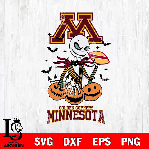 Minnesota Golden Gophers Jack Skellington 2 halloween Svg Eps Dxf Png File, NCAA svg, Digital Download, Instant Download