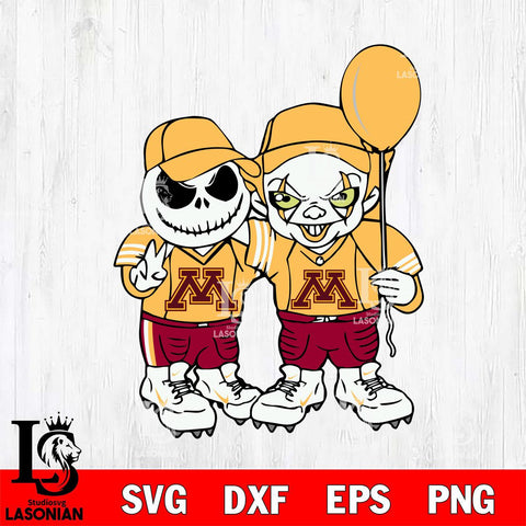 Minnesota Golden Gophers Jack Skellington And Pennywise Football Svg Eps Dxf Png File, NCAA svg, Digital Download, Instant Download