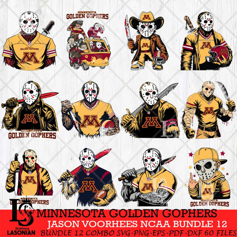 Minnesota Golden Gophers Jason Voorhees Horror Bundle 12 SVG Eps Dxf Png File, bundle NCAA svg, Digital Download, Instant Download