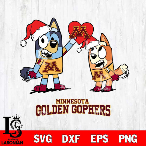 Minnesota Golden Gophers Love Bluey Christmas Svg Eps Dxf Png File, Digital Download