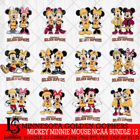 Minnesota Golden Gophers Mickey Minnie Mouse NCAA Bundle 12 Svg Eps Dxf Png File, Bundle NCAA svg , File Cut , Digital Download , Instant Download, Cut Svg Files