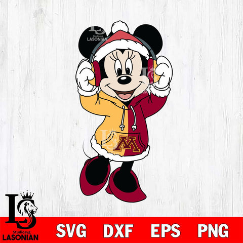 Minnesota Golden Gophers Minnie Mouse Disney Football Christmas File Cut, NCAA SVG DXF EPS PNG FILE, Digital Download , Criucut , Silhouette
