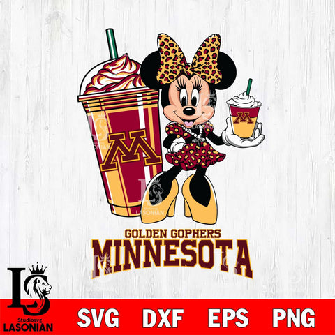 Minnesota Golden Gophers Minnie Mouse Fan And Coffee Svg Eps Dxf Png File, Digital Download, Instant Download