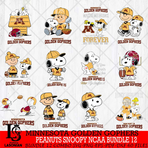 Minnesota Golden Gophers Peanuts Snoopy Player NCAA Bundle 12 SVG DXF EPS PNG FILE,Snoopy File Cut, bundle NCAA Digital Download,Instant Download, Silhouette