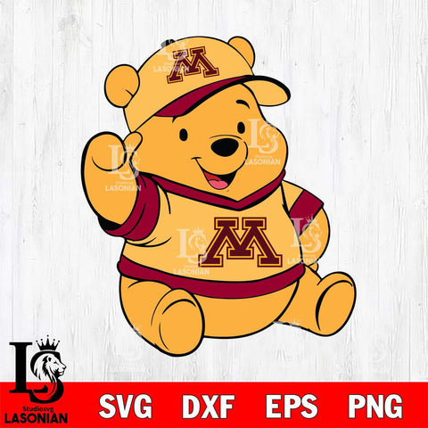 Minnesota Golden Gophers Pooh Bear Svg Eps Dxf Png File, NCAA svg, Digital Download, Instant Download