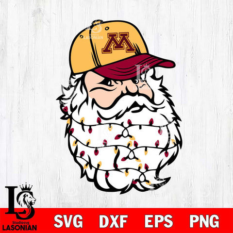 Minnesota Golden Gophers Santa Claus Face Svg dxf eps png pdf file,NCAA svg,Digital Download,Cricut file