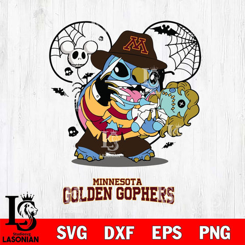 Minnesota Golden Gophers Stitch Freddy Krueger Halloween Svg Eps Dxf Png File, Digital Download, Instant Download