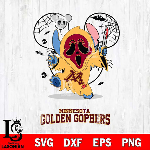 Minnesota Golden Gophers Stitch Ghost Face Halloween 2 Svg Eps Dxf Png File, Digital Download, Instant Download