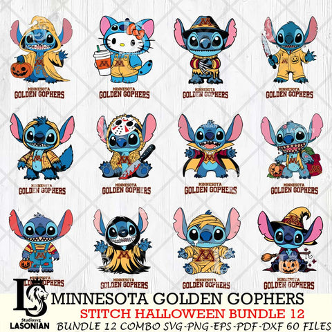 Minnesota Golden Gophers Stitch Horror Bundle 12 SVG Svg Eps Dxf Png File, NCAA svg, Digital Download, Instant Download