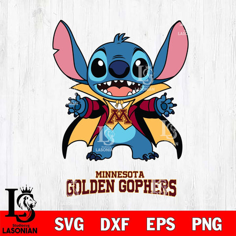 Minnesota Golden Gophers Stitch Vampire halloween Svg Eps Dxf Png File, NCAA svg, Digital Download, Instant Download